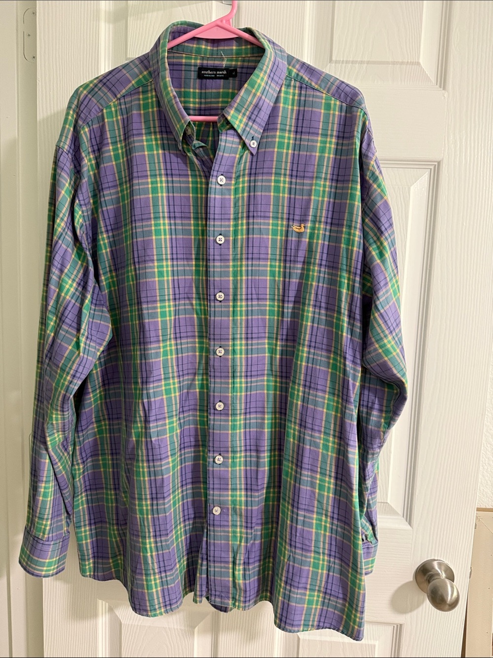 Southern Marsh Green & Purple Plaid Button-Down Shirt
